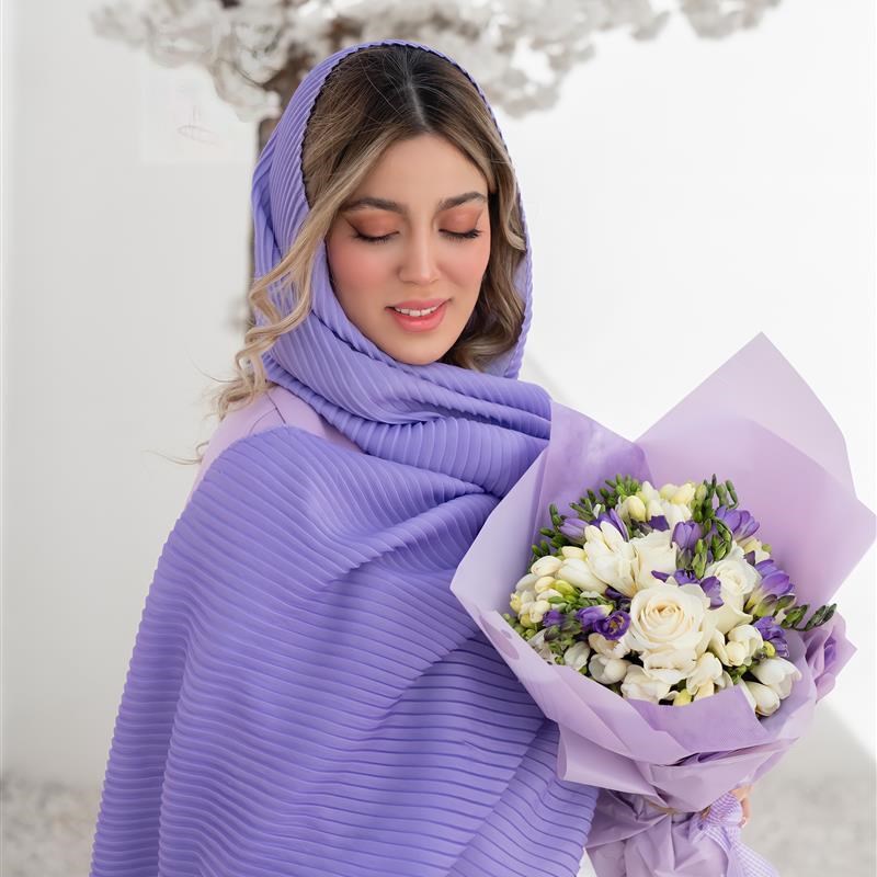 شال پلیسه Orchid Bloom بنفش پاستلی